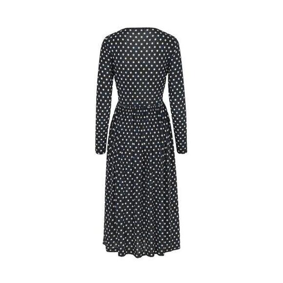 STINE GOYA ALINA JERSEY DRESS in STARS Black Blue White Size XS Long Sleeve Midi - Picture 4 of 16